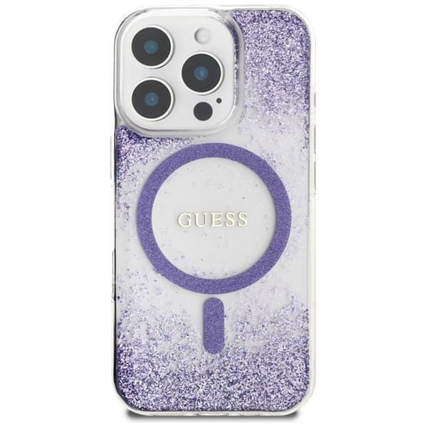 Guess iPhone 16 Pro Max Mobilskal MagSafe HC Resin Bottom Glitter - Lila