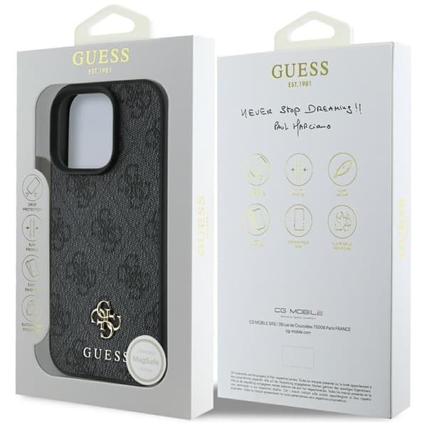 Guess iPhone 16 Pro Max Mobilskal MagSafe HC PU 4G Small Classic - Svart