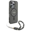 Miniatyrbild 3 av 7: Guess iPhone 16 Pro Max Mobilskal MagSafe IML Glitter Med Strap - Svart