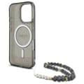 Miniatyrbild 6 av 7: Guess iPhone 16 Pro Max Mobilskal MagSafe IML Glitter Med Strap - Svart