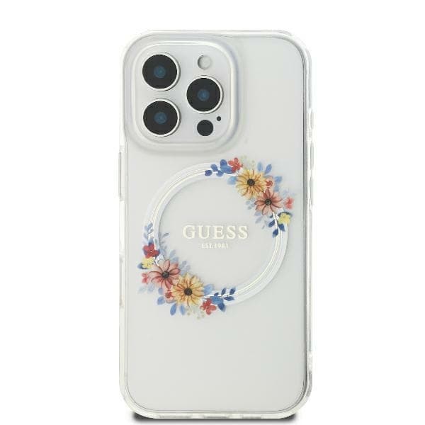 Guess iPhone 16 Pro Max Mobilskal MagSafe IML Flowers Wreath - Transparent