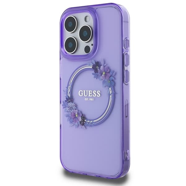 Guess iPhone 16 Pro Max Mobilskal MagSafe IML Flowers Wreath - Lila