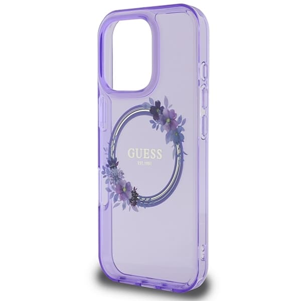 Guess iPhone 16 Pro Max Mobilskal MagSafe IML Flowers Wreath - Lila