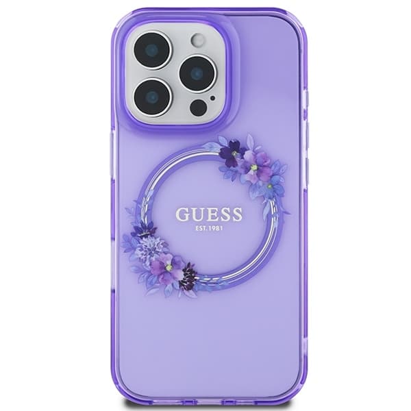 Guess iPhone 16 Pro Max Mobilskal MagSafe IML Flowers Wreath - Lila