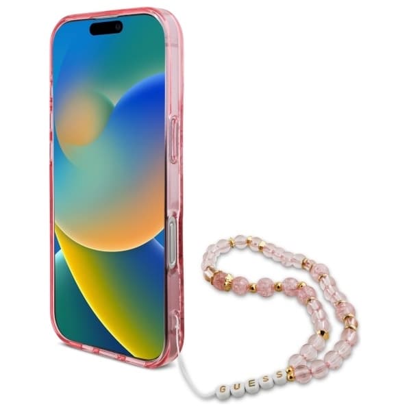 Guess iPhone 16 Pro Max Mobilskal MagSafe IML Flowers Med Pearl Strap