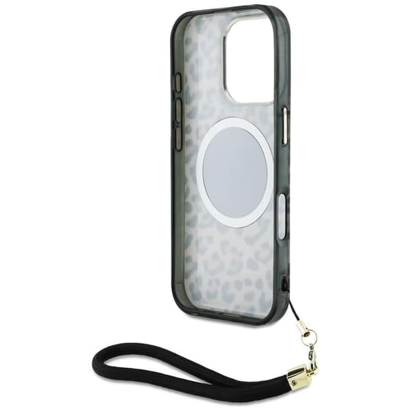 Guess iPhone 16 Pro Max Mobilskal MagSafe IML Leopard Triangle Strap - Brun