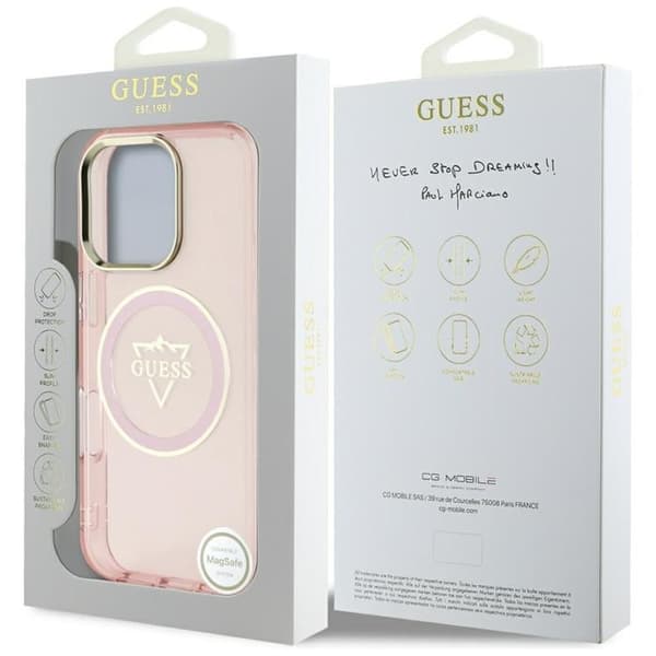 Guess iPhone 16 Pro Max Mobilskal MagSafe IML Mountain Logo - Rosa