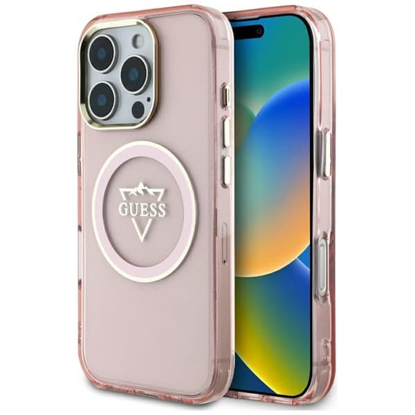 Guess iPhone 16 Pro Max Mobilskal MagSafe IML Mountain Logo - Rosa