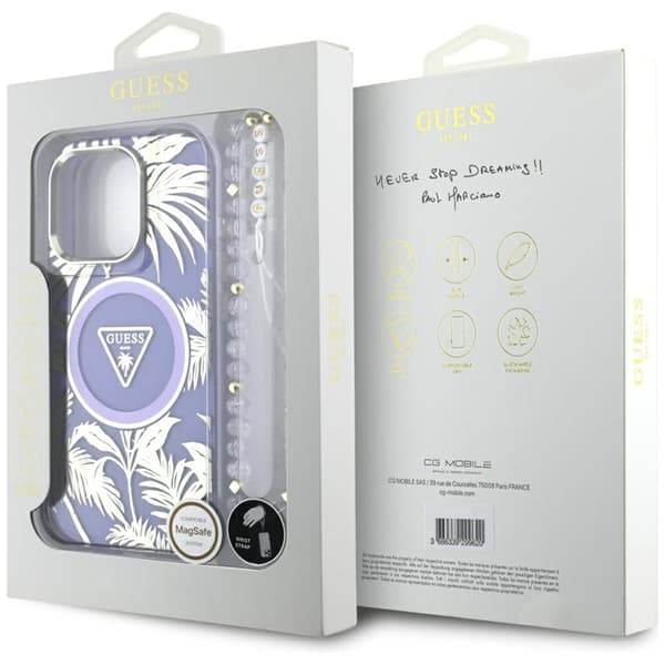 Guess iPhone 16 Pro Max Mobilskal Magsafe Palm Trees Med Pearl Strap