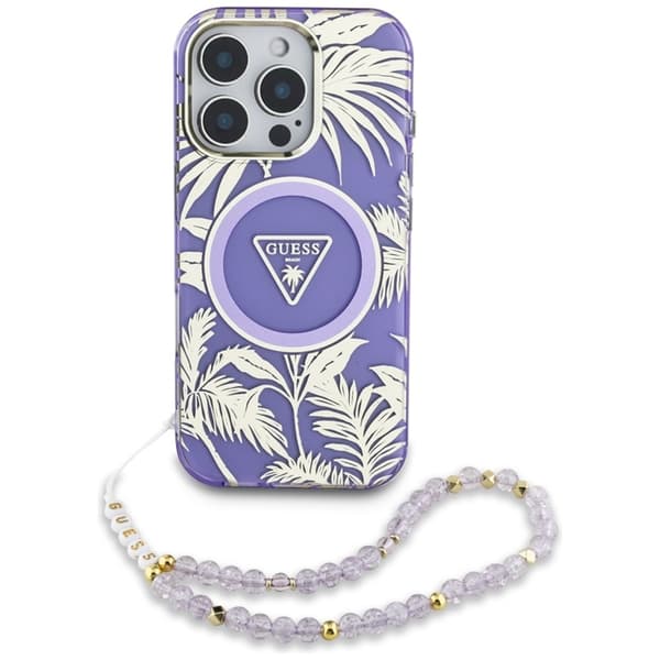 Guess iPhone 16 Pro Max Mobilskal Magsafe Palm Trees Med Pearl Strap