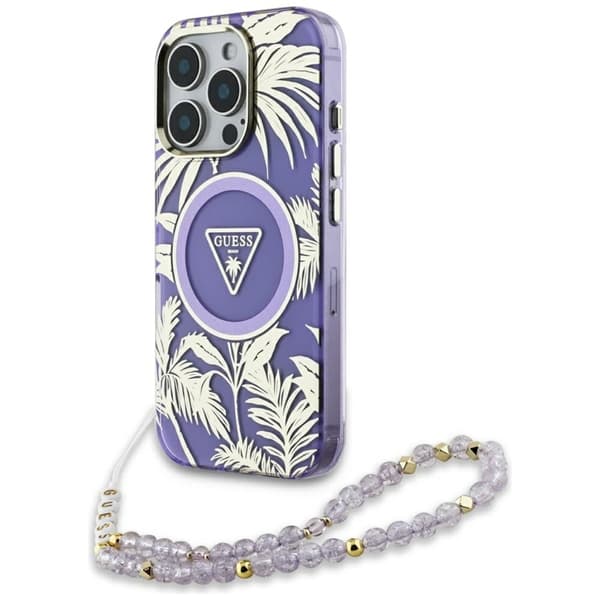 Guess iPhone 16 Pro Max Mobilskal Magsafe Palm Trees Med Pearl Strap