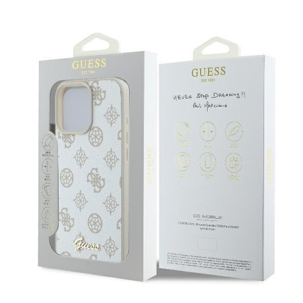 Guess iPhone 16 Pro Max Mobilskal MagSafe Peony Script - Vit