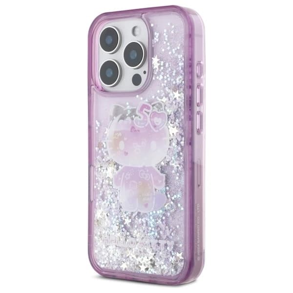 Hello Kitty iPhone 16 Pro Max Mobilskal Liquid Glitter 50TH Anniversary