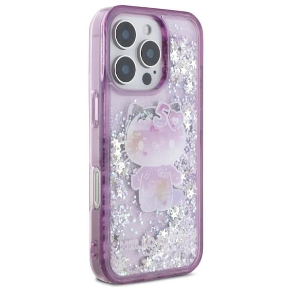 Hello Kitty iPhone 16 Pro Max Mobilskal Liquid Glitter 50TH Anniversary