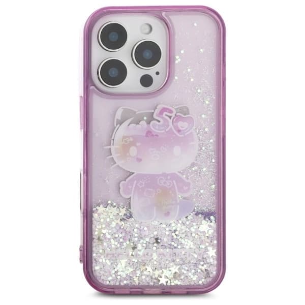 Hello Kitty iPhone 16 Pro Max Mobilskal Liquid Glitter 50TH Anniversary