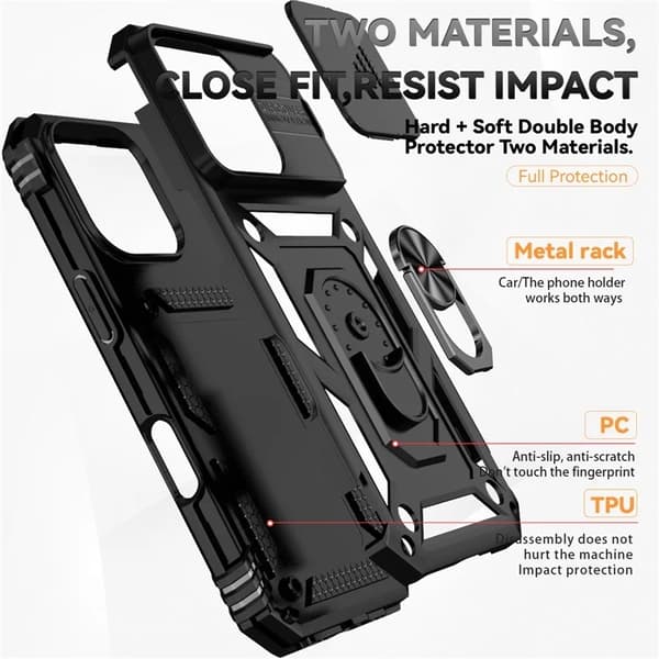 iPhone 16 Pro Max Mobilskal Defender Slide - Svart