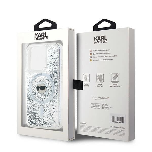 Karl Lagerfeld iPhone 16 Pro Max Mobilskal MagSafe Glitter Karl Head