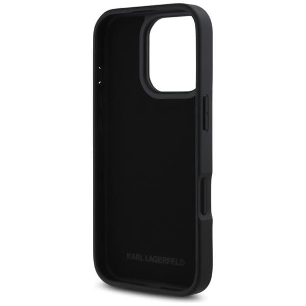 Karl Lagerfeld iPhone 16 Pro Max Mobilskal Korthållare Metal Signature - Svart