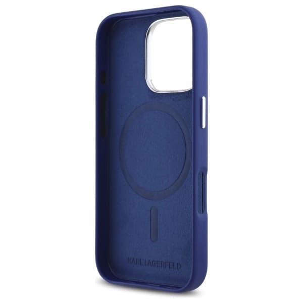 Karl Lagerfeld iPhone 16 Pro Max Mobilskal MagSafe FW Metal Plate - Blå