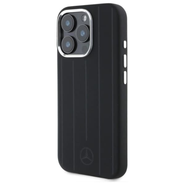 Mercedes iPhone 16 Pro Max Mobilskal MagSafe Silikon Vertical Stripes - Svart