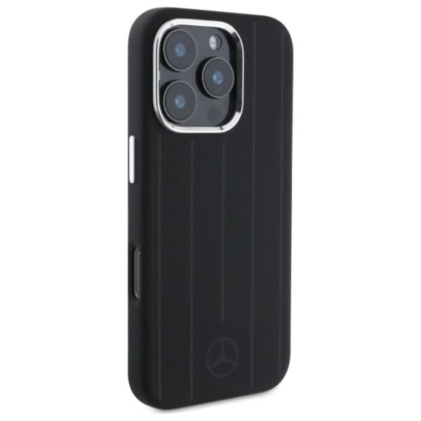 Mercedes iPhone 16 Pro Max Mobilskal MagSafe Silikon Vertical Stripes - Svart