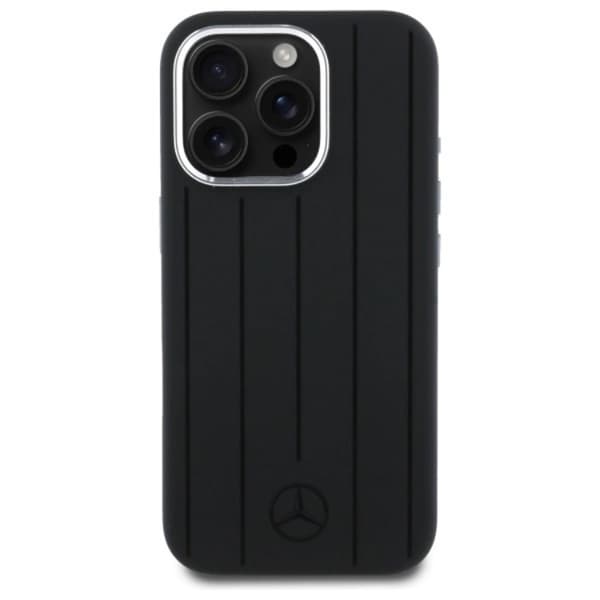 Mercedes iPhone 16 Pro Max Mobilskal MagSafe Silikon Vertical Stripes - Svart