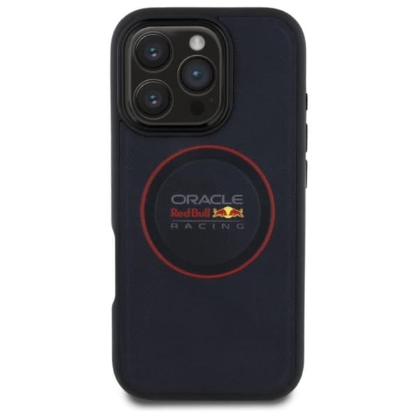 Red Bull iPhone 16 Pro Max Mobilskal MagSafe Läder Red Ring - Navy