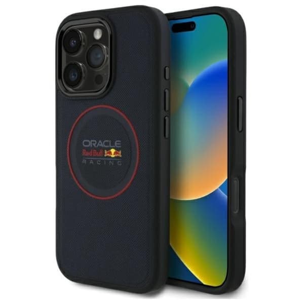 Red Bull iPhone 16 Pro Max Mobilskal MagSafe Läder Red Ring - Navy