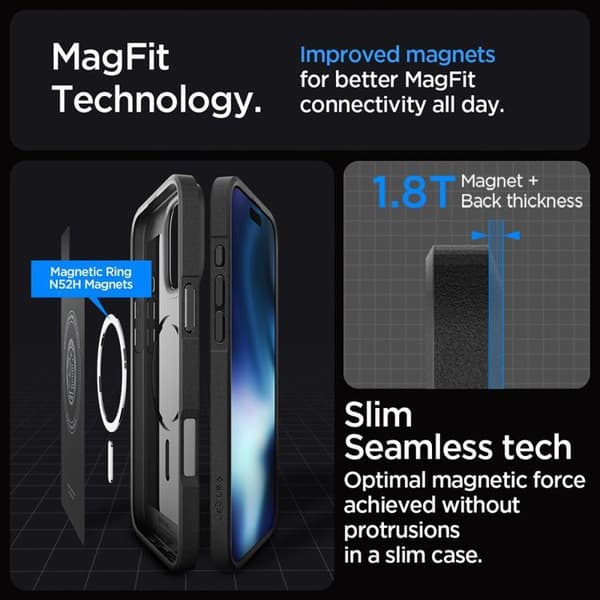 Spigen iPhone 16 Pro Max Mobilskal Magsafe Core Armor - Matt Svart