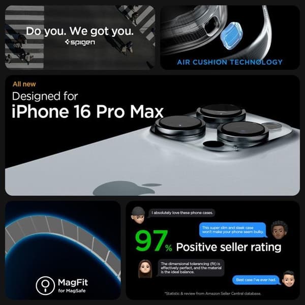Spigen iPhone 16 Pro Max Mobilskal Magsafe Enzo Aramid - Silver