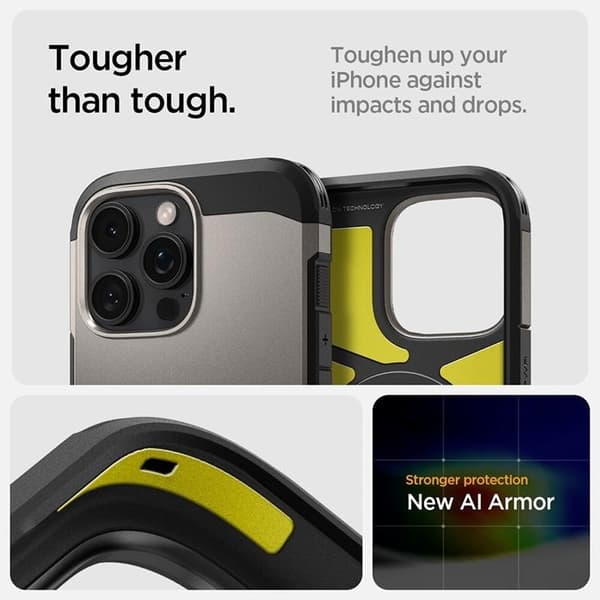 Spigen iPhone 16 Pro Max Mobilskal MagSafe Tough Armor - Gunmetal