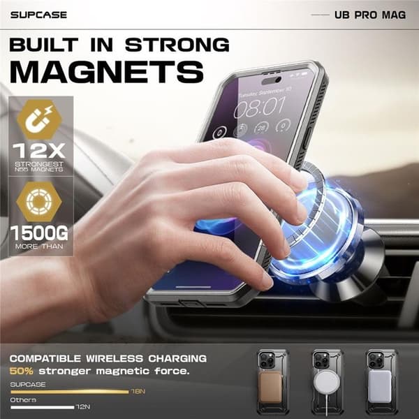 Supcase iPhone 16 Pro Max Mobilskal Magsafe UB Pro - Svart