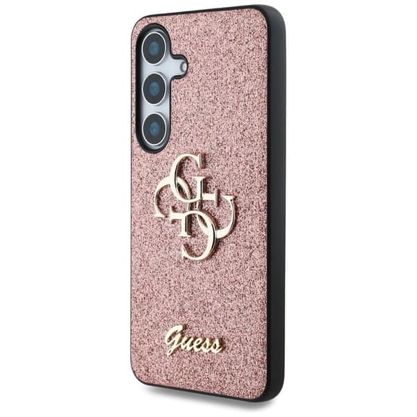 Guess Galaxy S25 Mobilskal Fixed Glitter Big 4G Metal Logo - Rosa