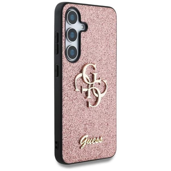 Guess Galaxy S25 Mobilskal Fixed Glitter Big 4G Metal Logo - Rosa