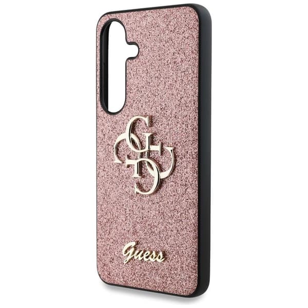 Guess Galaxy S25 Mobilskal Fixed Glitter Big 4G Metal Logo - Rosa