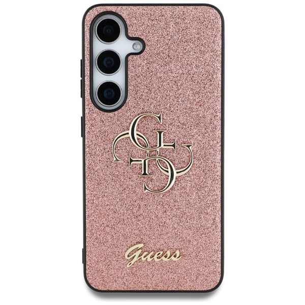 Guess Galaxy S25 Mobilskal Fixed Glitter Big 4G Metal Logo - Rosa