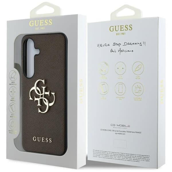 Guess Galaxy S25 Mobilskal Grained Big 4G Logo Small Classic - Brun