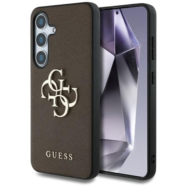 Guess Galaxy S25 Mobilskal Grained Big 4G Logo Small Classic - Brun