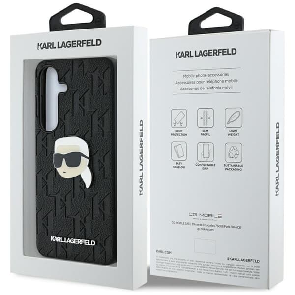 Karl Lagerfeld Galaxy S25 Mobilskal Läder Monogram Karl Head - Svart