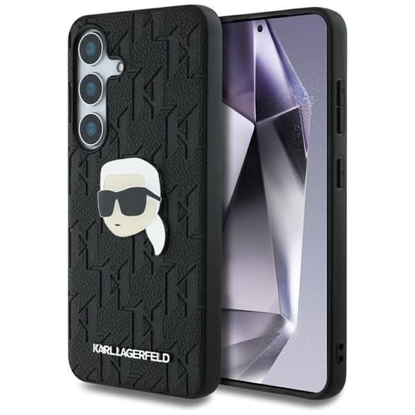 Karl Lagerfeld Galaxy S25 Mobilskal Läder Monogram Karl Head - Svart