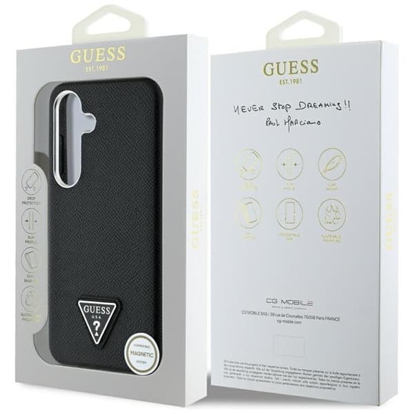 Guess Galaxy S25 Mobilskal MagSafe Grained Triangle Logo - Svart