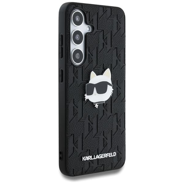Karl Lagerfeld Galaxy S25 Mobilskal Läder Monogram Choupette Head - Svart