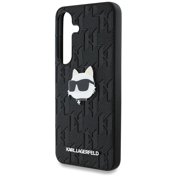 Karl Lagerfeld Galaxy S25 Mobilskal Läder Monogram Choupette Head - Svart