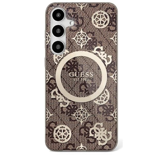 Guess Galaxy S25 Mobilskal MagSafe Guld Electroplated Peony - Brun