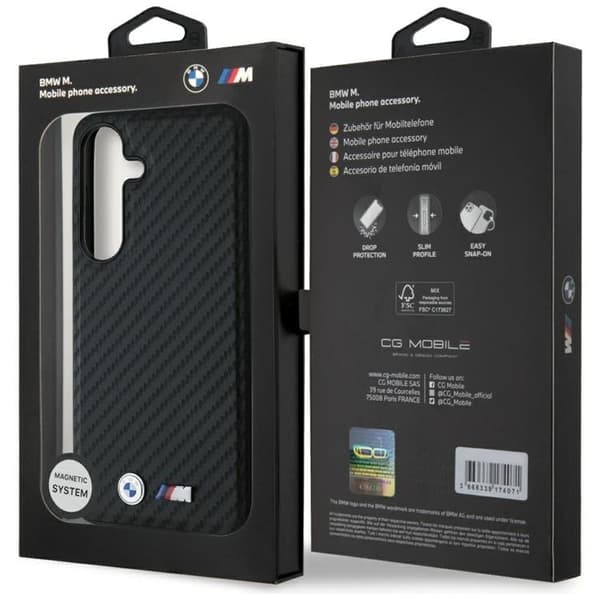 BMW Galaxy S25 Plus Mobilskal MagSafe Läder Carbon - Svart