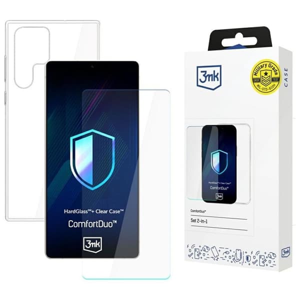 [2in1] 3MK Galaxy S25 Ultra Mobilskal och Skärmskydd ComfortDuo - Clear