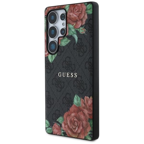 Guess Galaxy S25 Ultra Mobilskal MagSafe Flowers Print Metal Logo - Svart