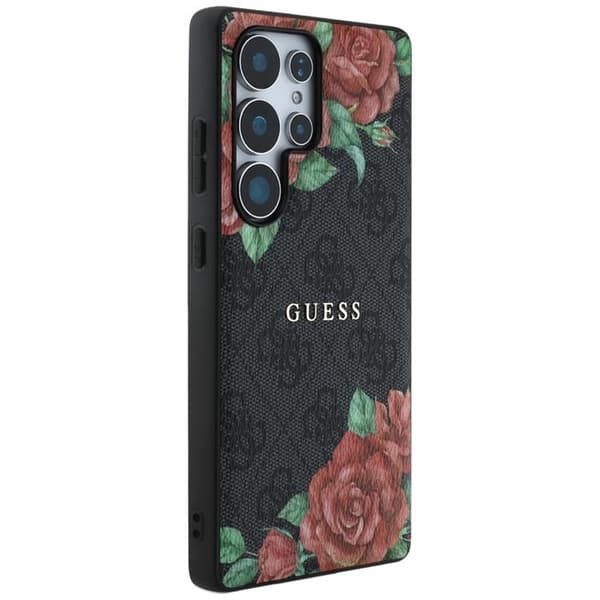 Guess Galaxy S25 Ultra Mobilskal MagSafe Flowers Print Metal Logo - Svart