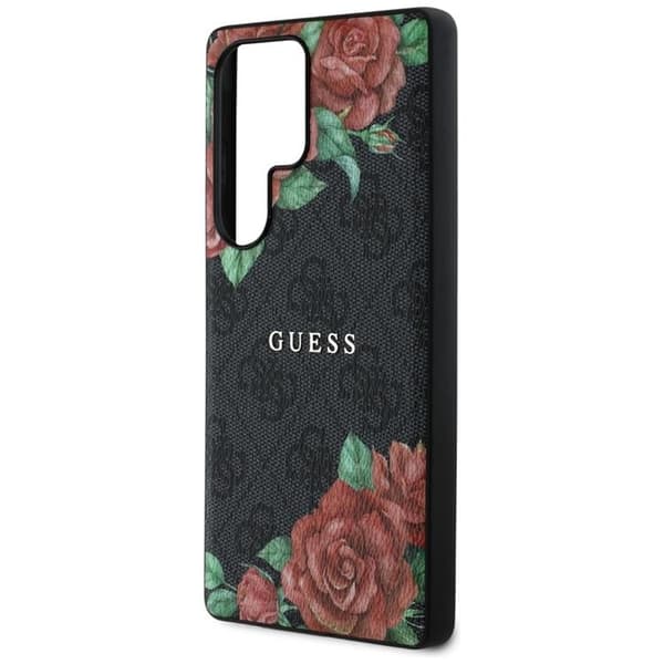 Guess Galaxy S25 Ultra Mobilskal MagSafe Flowers Print Metal Logo - Svart