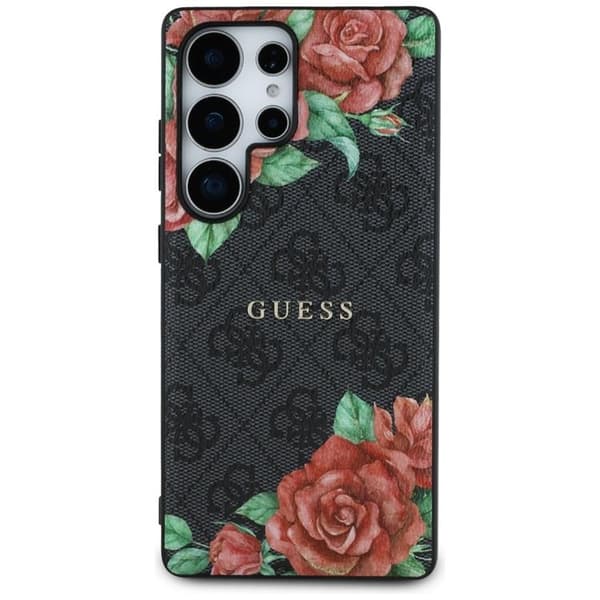 Guess Galaxy S25 Ultra Mobilskal MagSafe Flowers Print Metal Logo - Svart